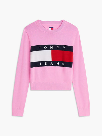 Maglia Tommy Jeans girocollo "Logo Flag" donna