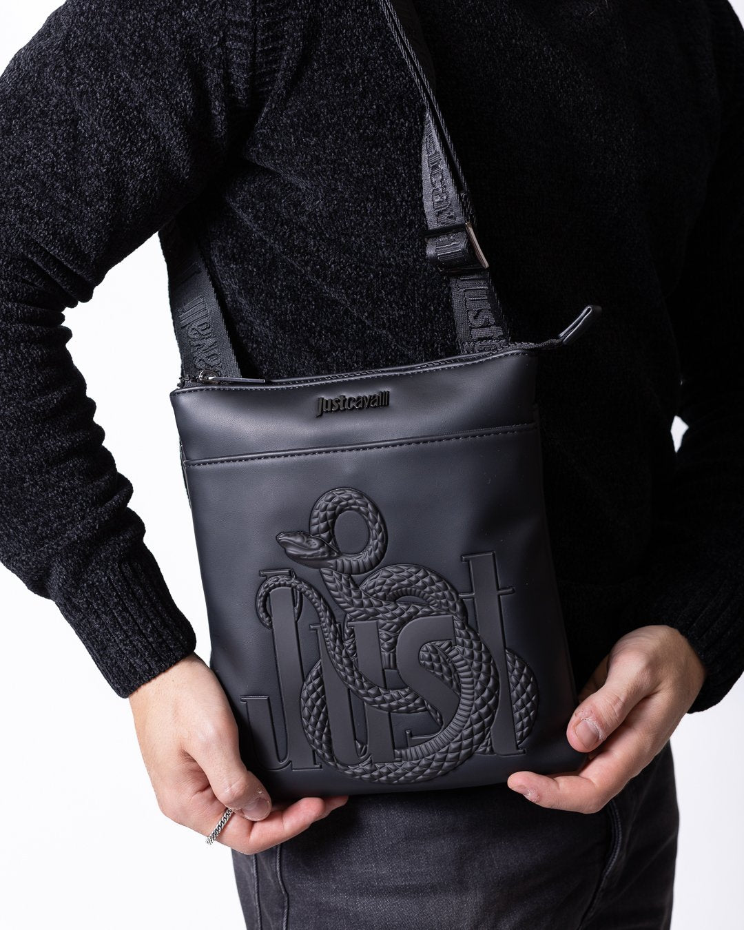 Tracolla Just Cavalli in eco pelle con logo gommato in rilievo