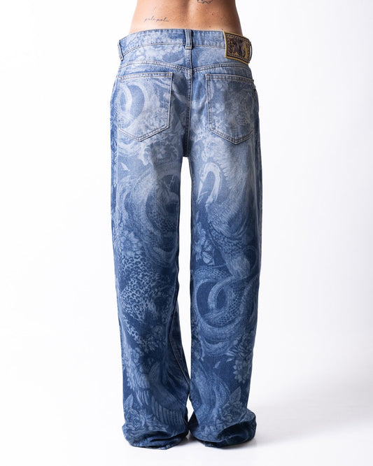 Jeans Just Cavalli loose con stampa allover 