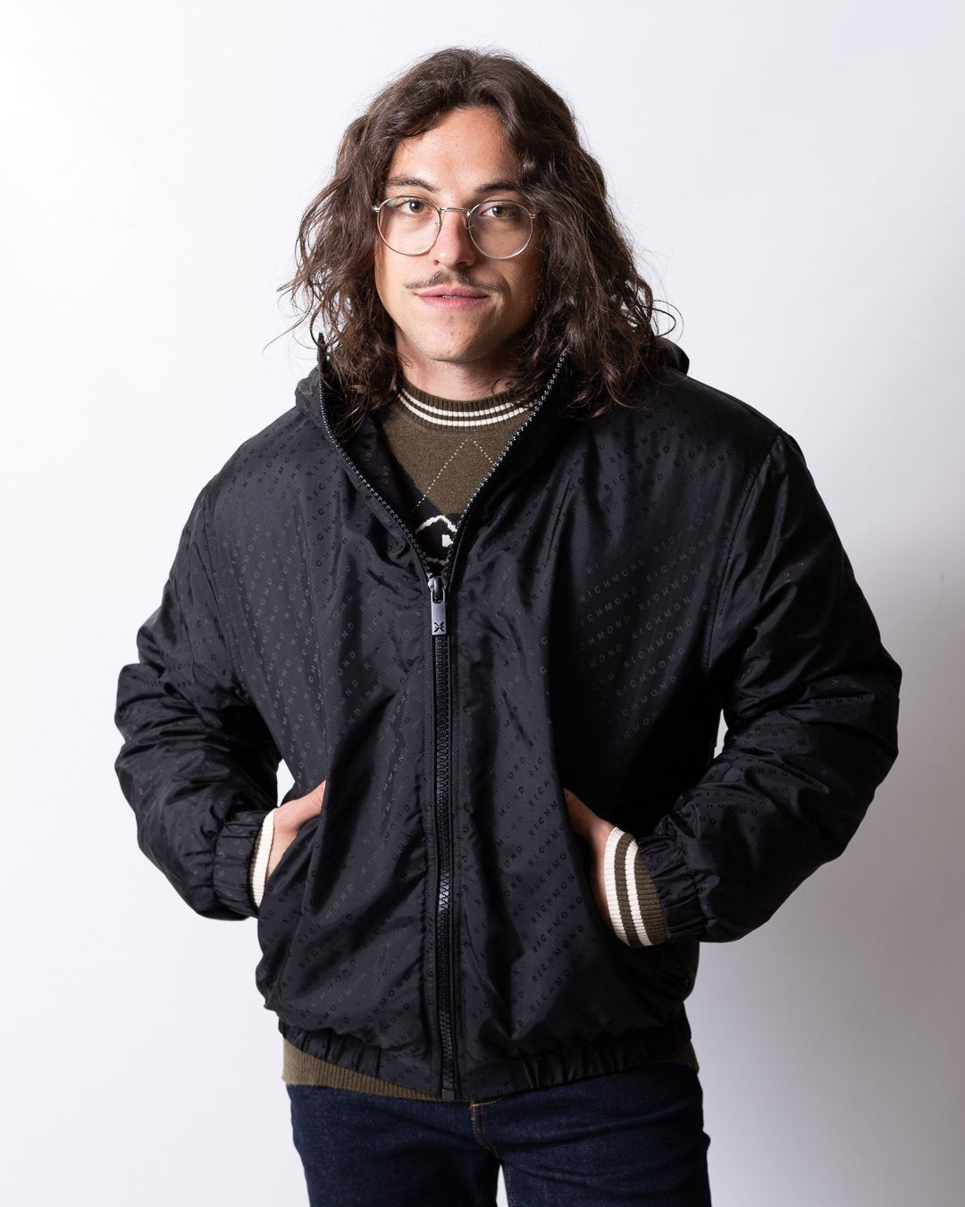 Giubbotto Richmond X in nylon con logo all-over uomo