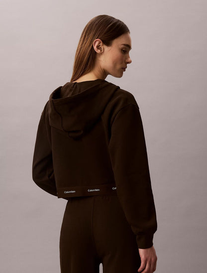 Felpa Calvin Klein fullzip con cappuccio e fascia logata donna