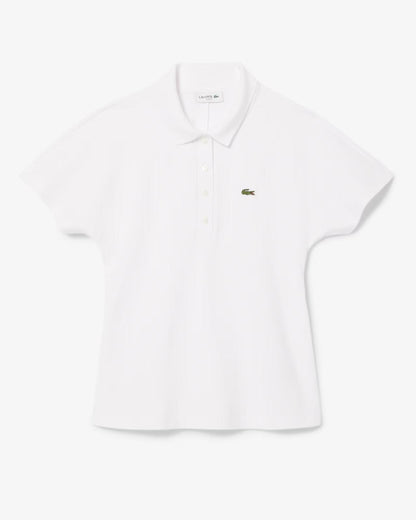 Polo Lacoste slim in petit piqu&eacute; con coulisse donna