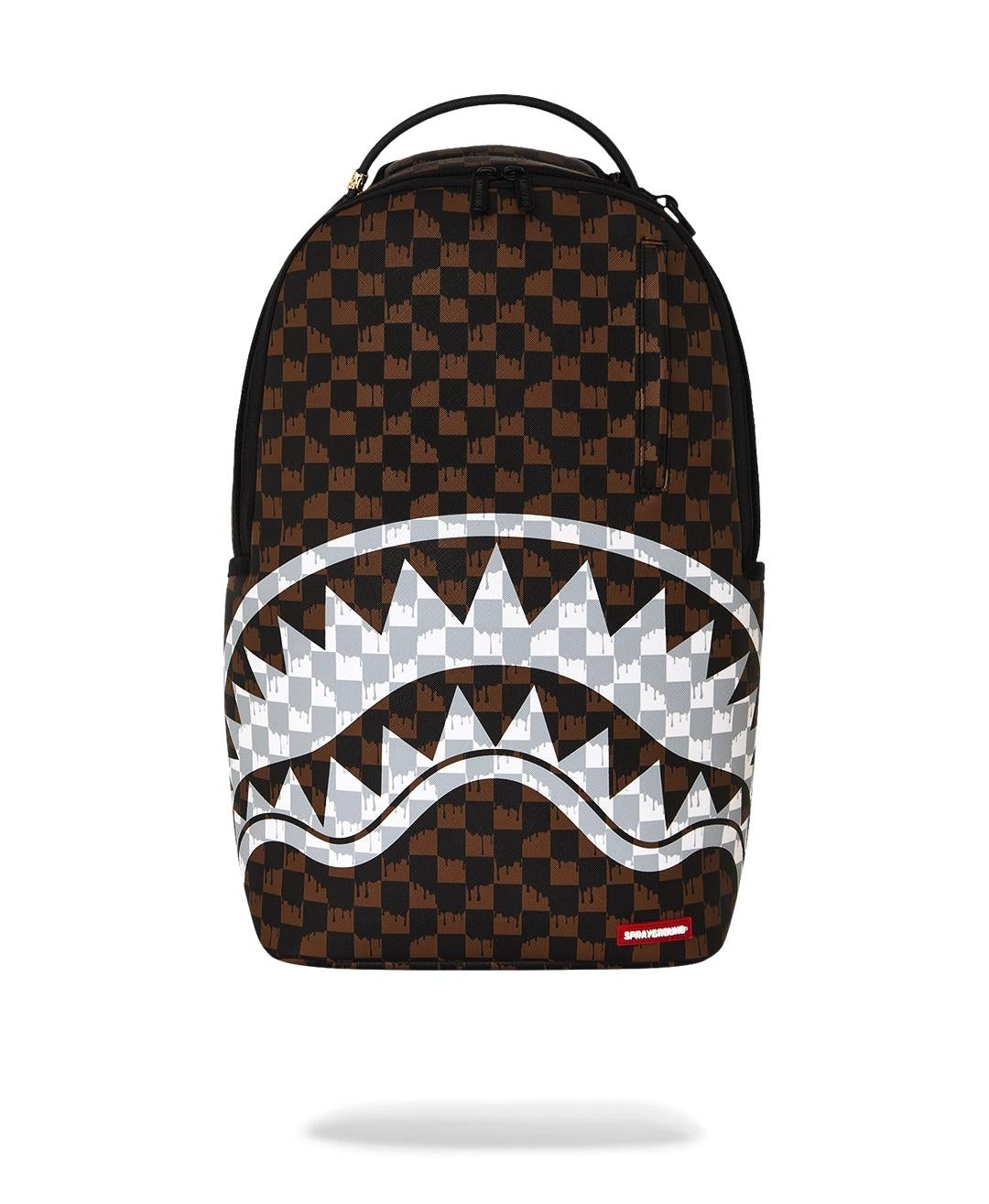 Zaino Sprayground marrone BROWN AND CREAM DRIP CHECK SHARK BACKPACK 