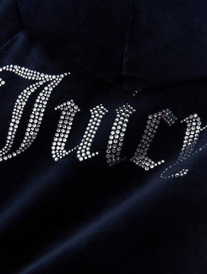Felpa Juicy Couture full zip con cappuccio e logo strass