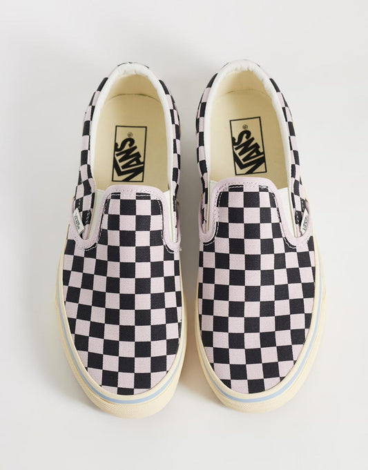 Scarpe Vans Classic Slip-On Checkerboard Pink/Black e Sky Blue