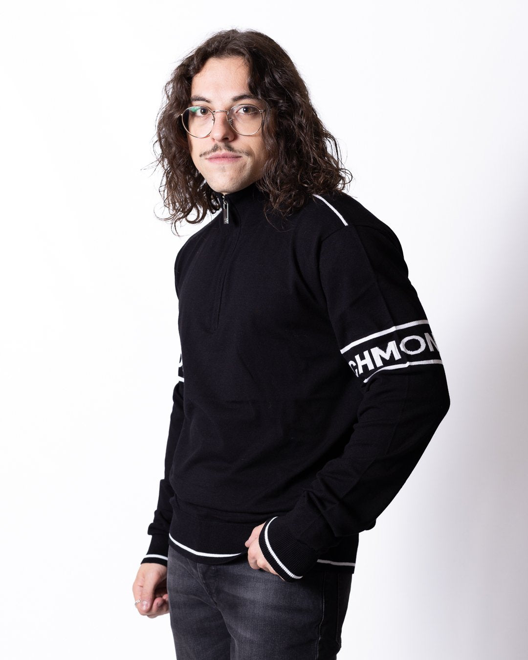 Maglia Richmond X mezza zip con logo a contrasto
