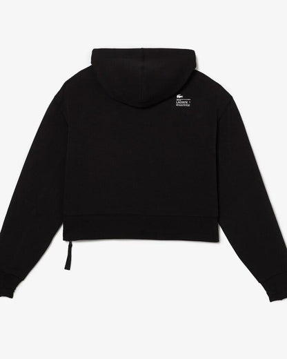 Felpa Lacoste cropped con cappuccio e logo in silicone donna