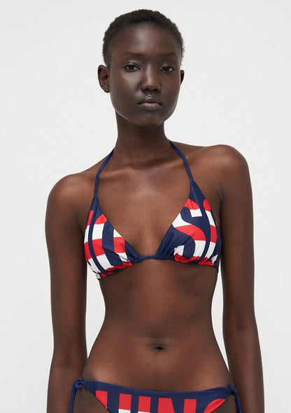 Triangolo mare Moschino Swim con maxi logo a strisce donna
