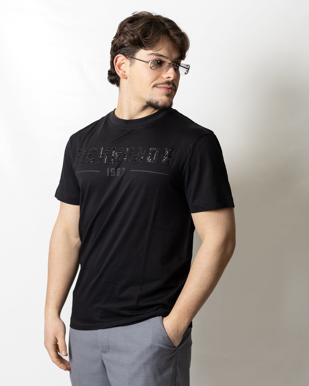 T-Shirt Richmond X con logo strass uomo