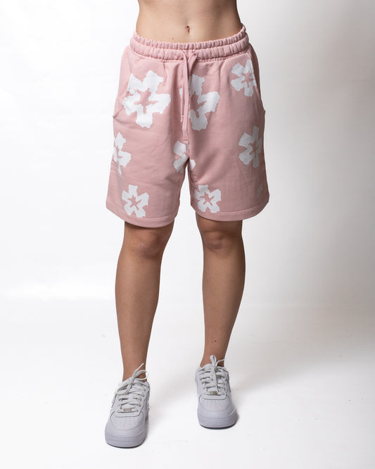Bermuda Comme des Fuckdown in felpa con fiori all-over donna