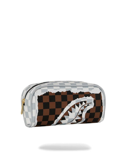 Pochette Sprayground marrone "CREAM AND BROWN TEAR CHECK POUCH"