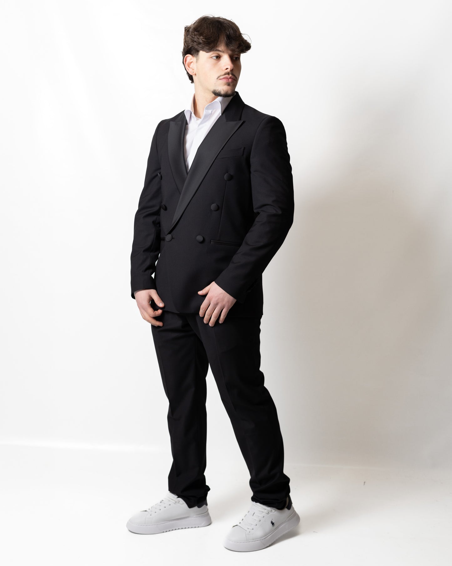 Abito Daniele Alessandrini "Sartoria" doppiopetto con collo satin uomo
