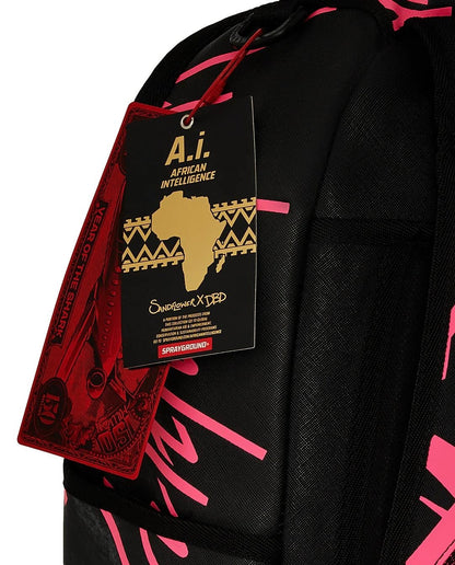 Zaino Sprayground nero AI Lion neon pink backpack