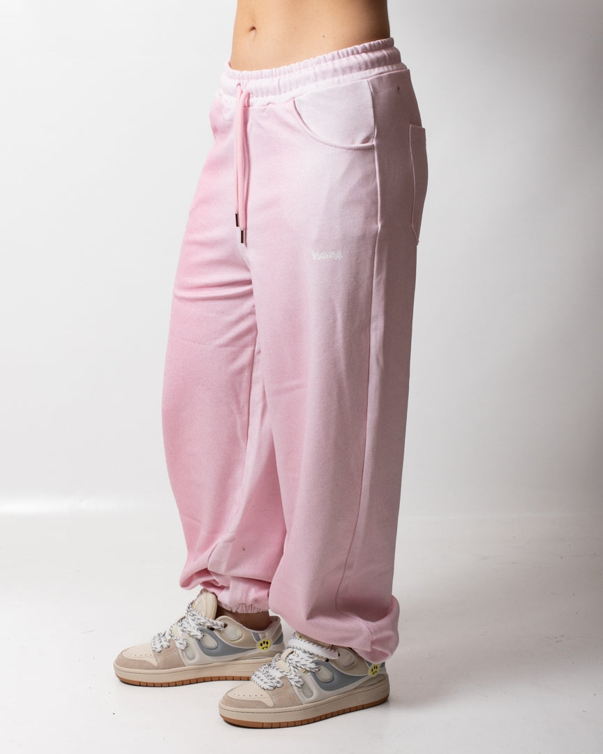 Pantalone Disclaimer in felpa con glitter all-over donna