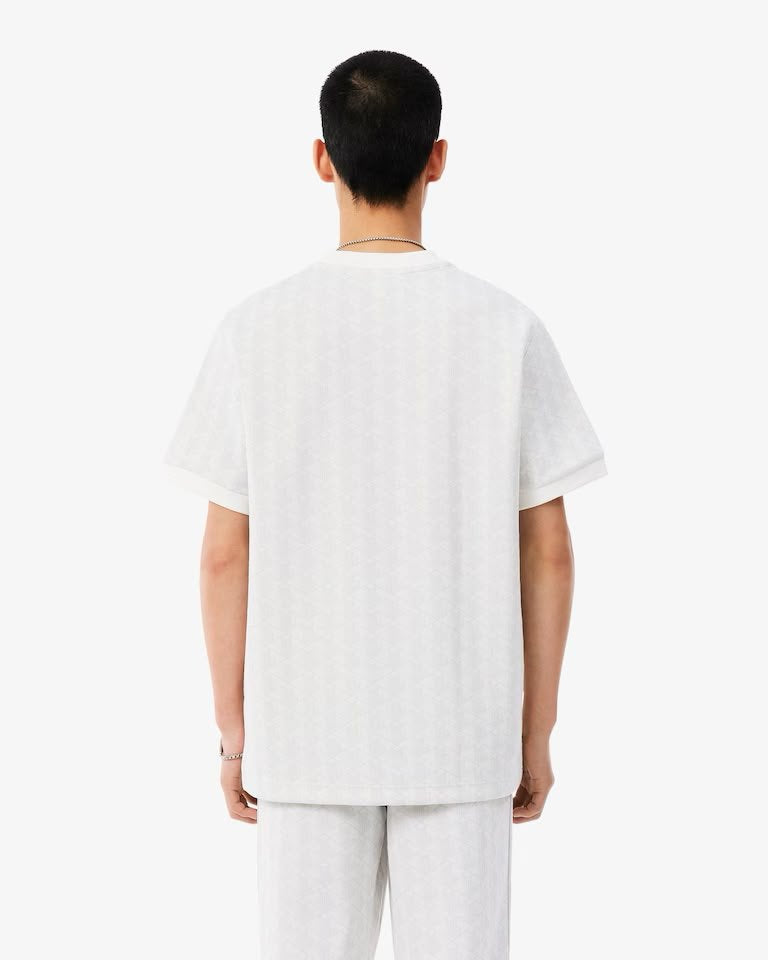 T-shirt Lacoste monogram con logo ricamato in rilievo