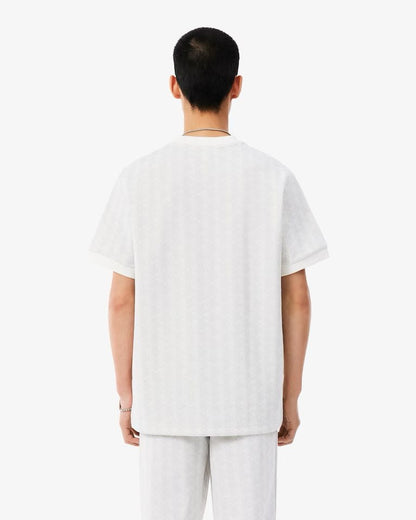 T-shirt Lacoste monogram con logo ricamato in rilievo