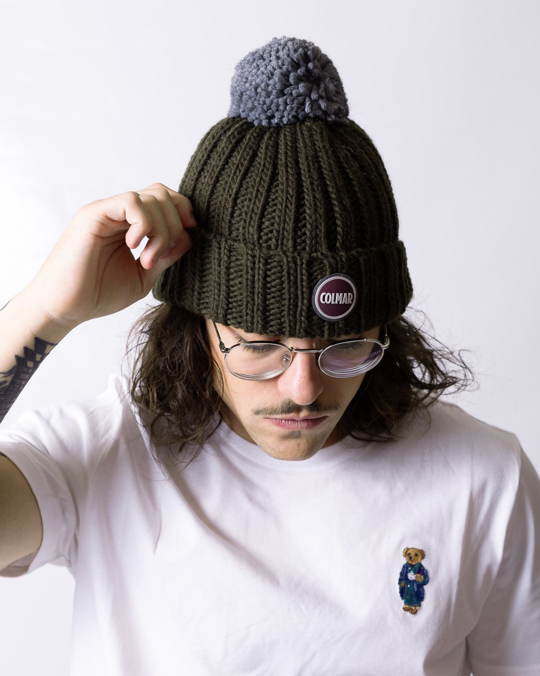 Cappello Colmar in costina con pompon