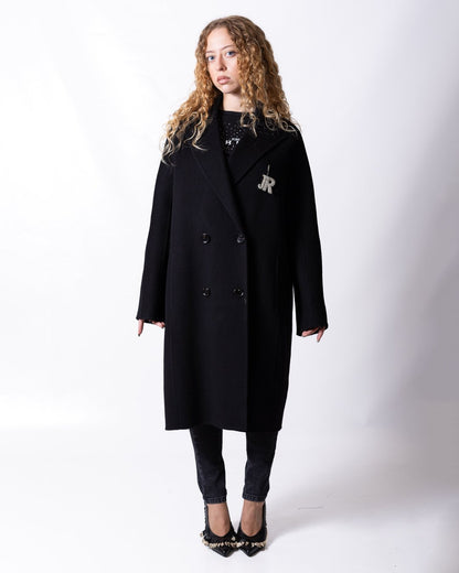 Cappotto John Richmond in lana con spilla decorativa