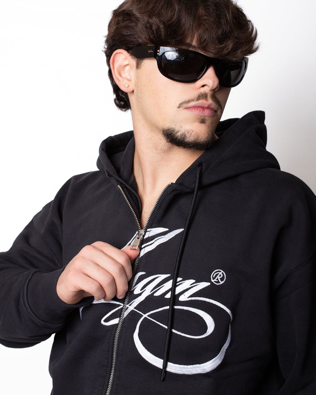 Felpa MSGM fullzip con logo signature ricamato