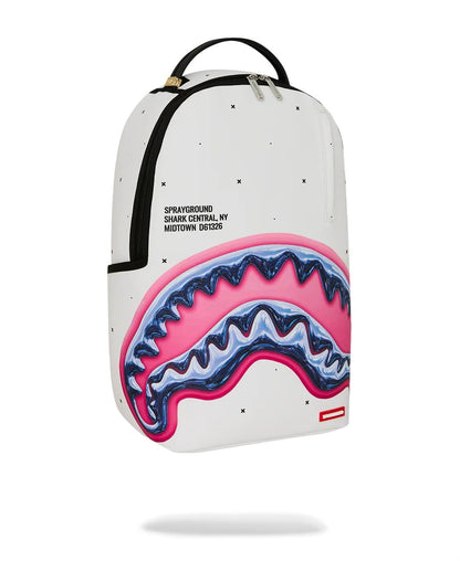 Zaino Sprayground bianco SHARK CENTRAL LIQUID CHROME BACKPACK