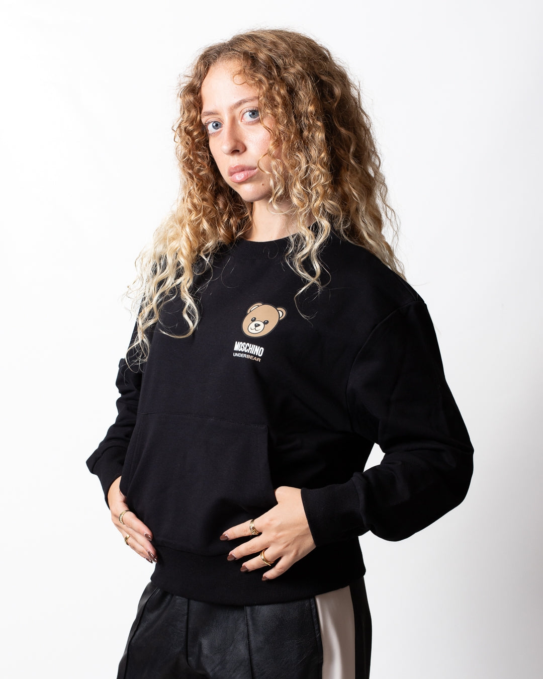 Felpa Moschino Underwear girocollo con logo Teddy donna