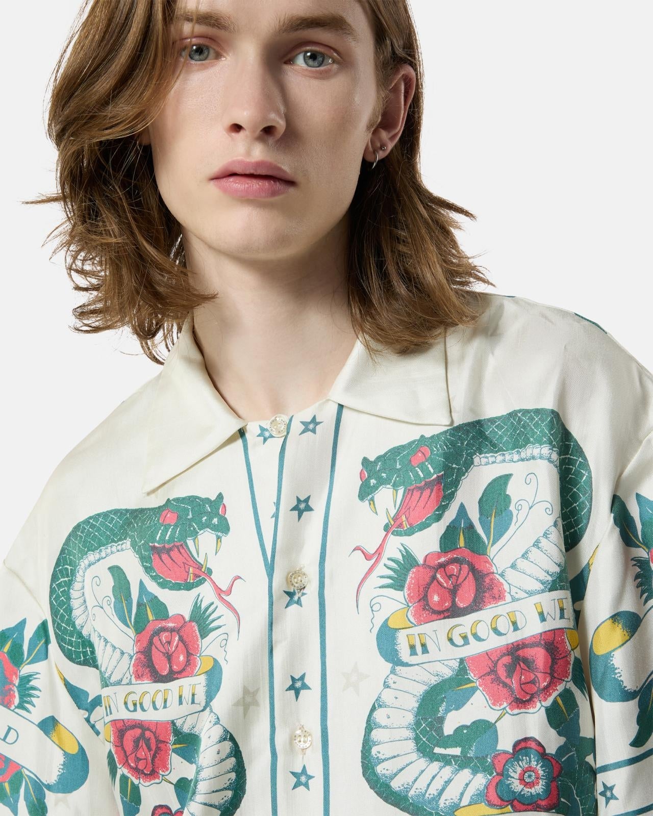 Camicia John Richmond "In good we trust" in seta uomo