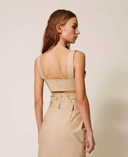 Top Twinset Actitude in popeline con fibbie donna