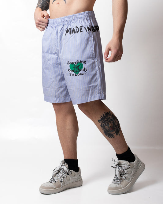 Short Barrow in popeline a strisce con stampe uomo
