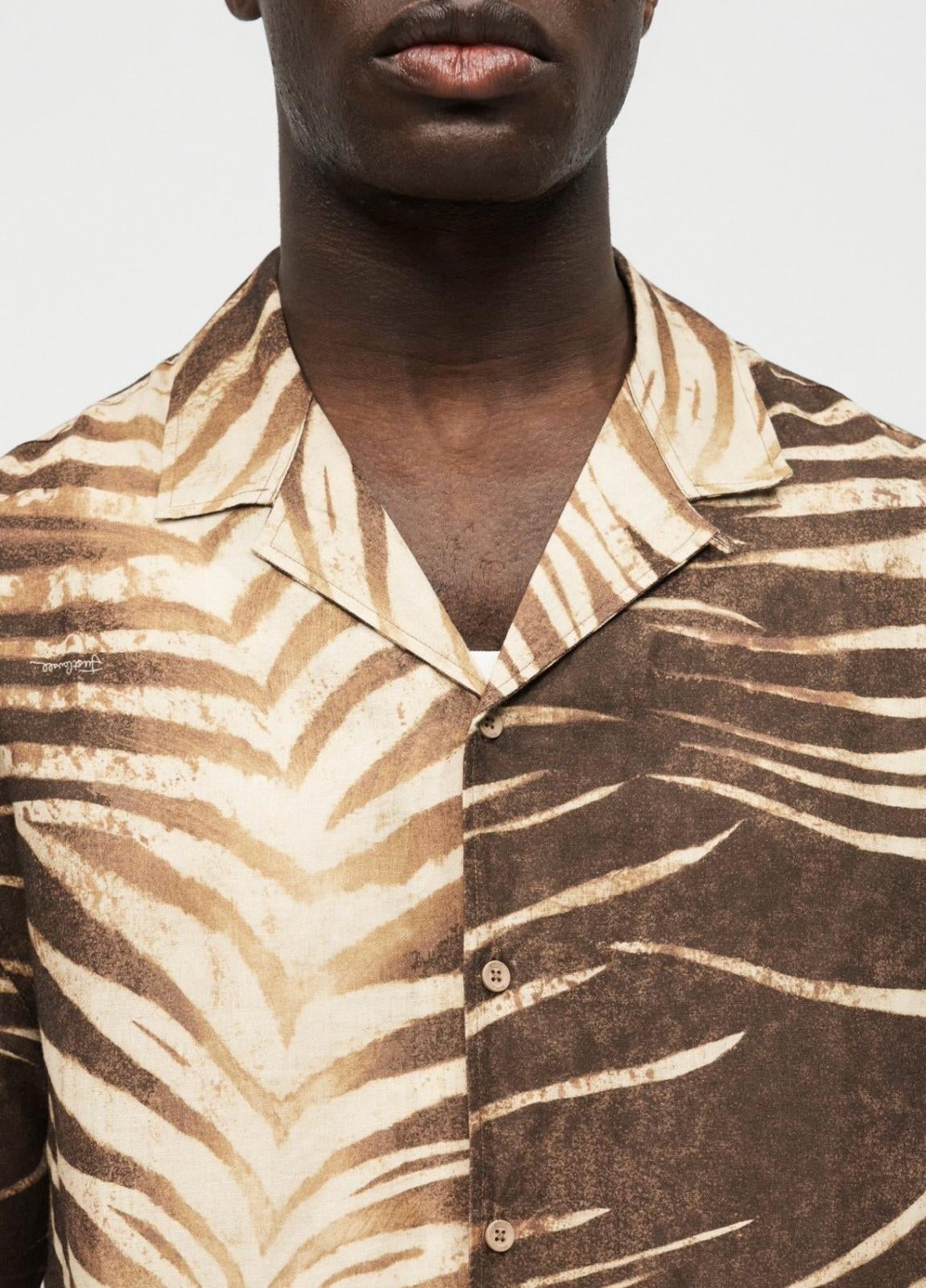 Camicia Just Cavalli in lino con stampa "Nepal Tiger"