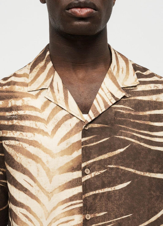 Camicia Just Cavalli in lino con stampa "Nepal Tiger"