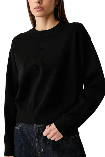 Maglia Calvin Klein Jeans girocollo con logo "CK" in rilievo