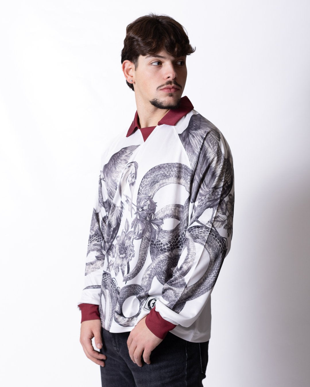 Long Sleeve Just Cavalli con maxi grafica e patch logo