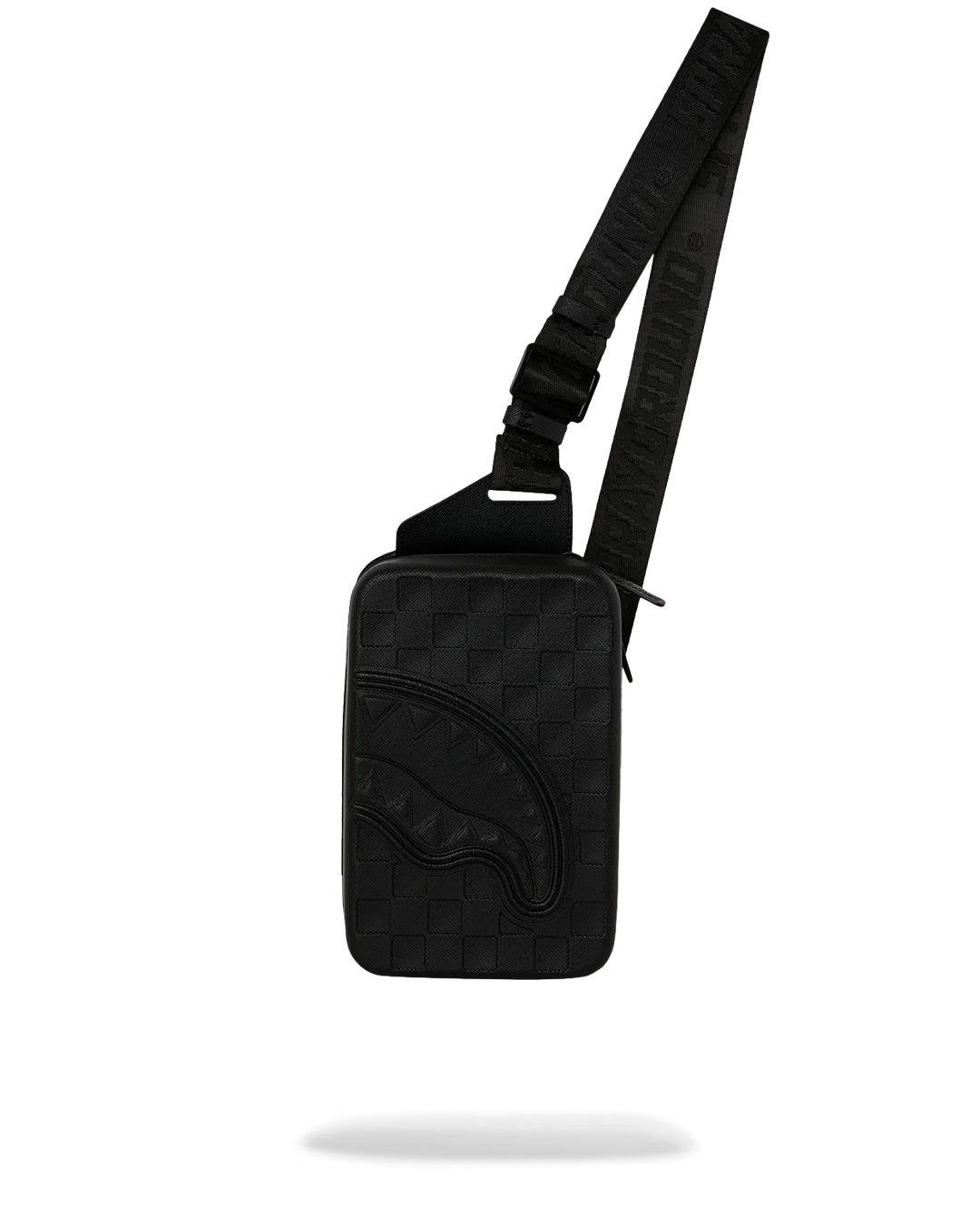 Tracolla Sprayground nero RAISED CHECK HARD SHELL SLING