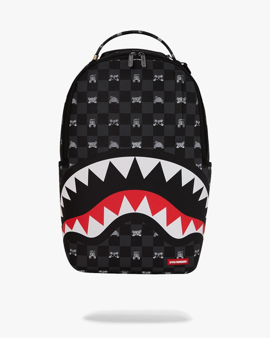 Zaino Sprayground nero GRAY PEEKING CHARACTER CHECK DLXSV BACKPACK