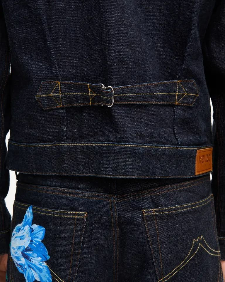 Giubbotto Kenzo Paris in jeans con stampa decorativa e patch logo