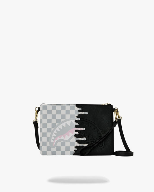 Pochette Sprayground nero CREAM CHECK UNFINISHED SHARK CROSSBODY POUCHETTE clutch con tracolla