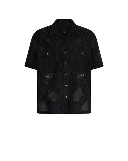 Camicia John Richmond manica corta con ricami e trasparenze 