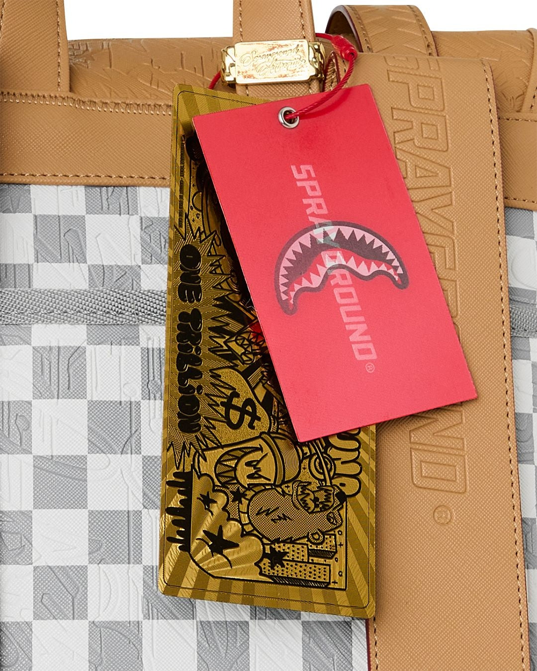 Zaino Sprayground bianco EMBOSSED CREAM CHECK MONTE CARLO 