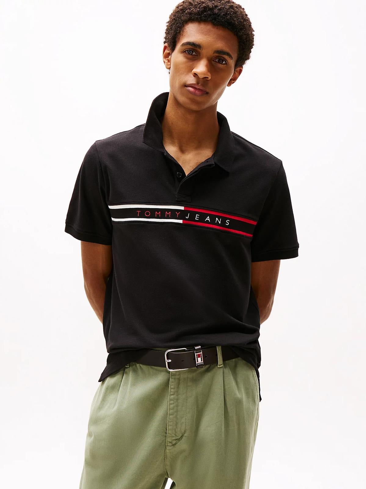 Polo Tommy Jeans con banda logata uomo