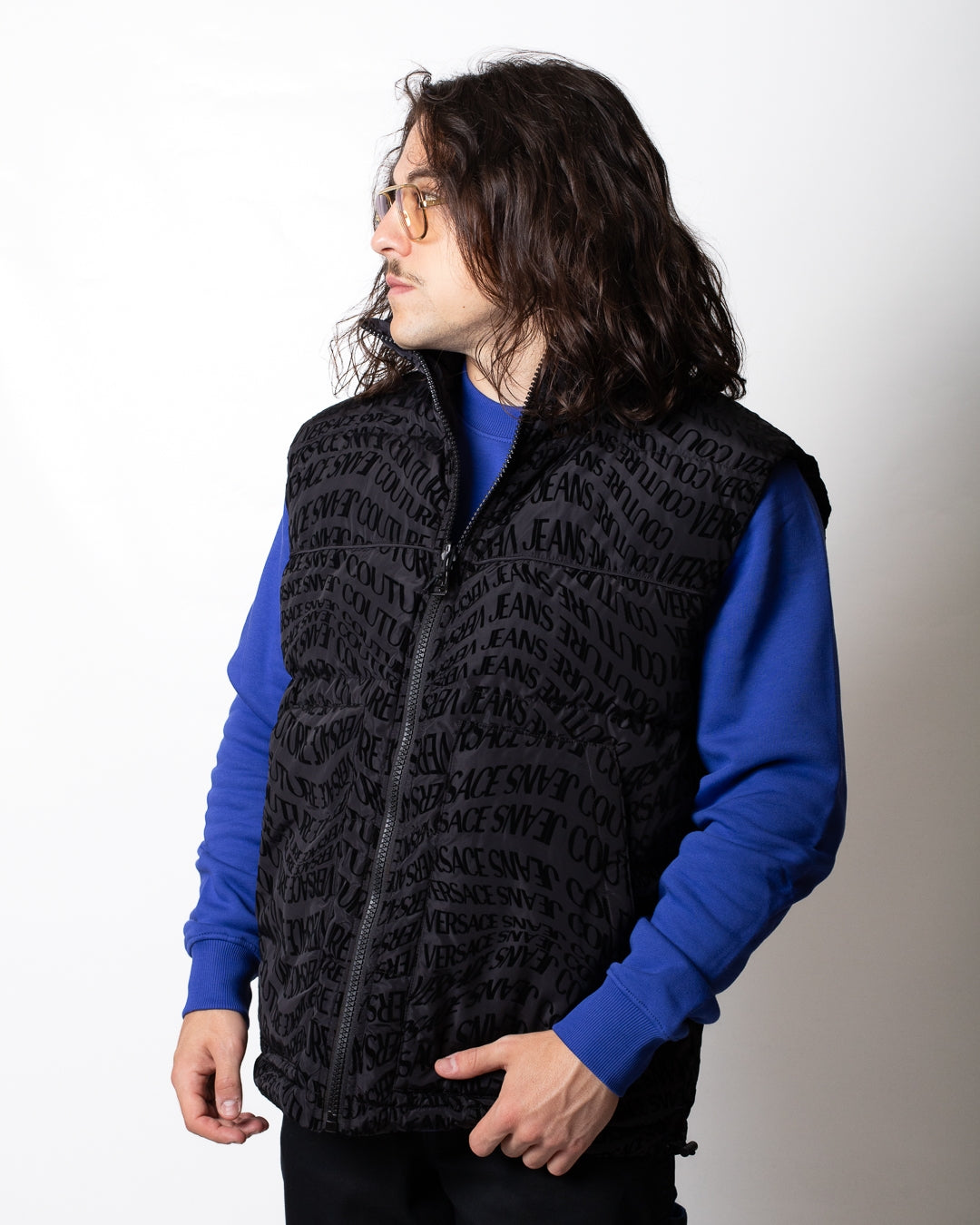 Gilet Versace Jeans Couture reversibile con logo all-over uomo