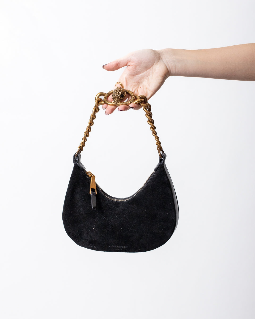 Borsa Kurt Geiger in suede "Chelsea chain" donna