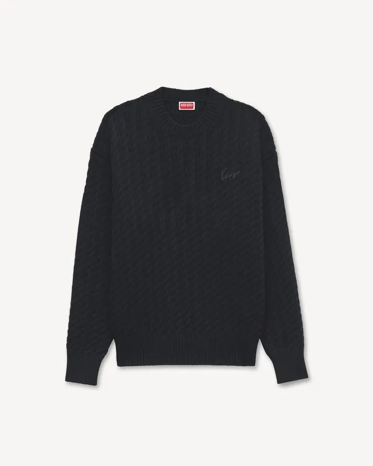Maglia Kenzo Paris cable knit con logo ricamato