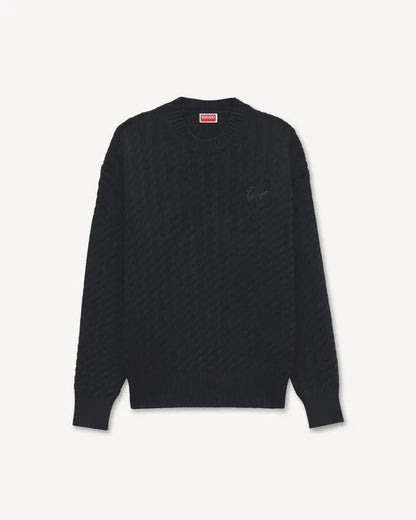 Maglia Kenzo Paris cable knit con logo ricamato