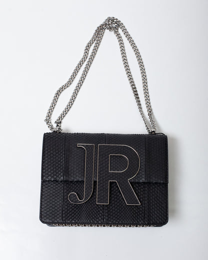 Borsa John Richmond black pitonata con maxi placca donna