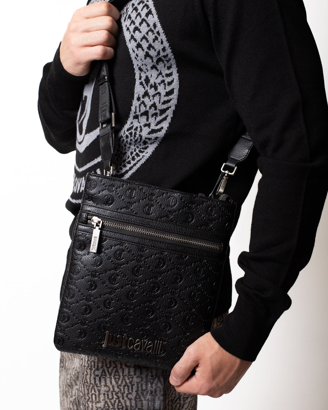 Tracolla Just Cavalli "Lettering Jacquard" uomo