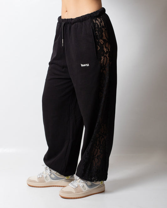Pantalone Disclaimer in felpa con pizzo donna