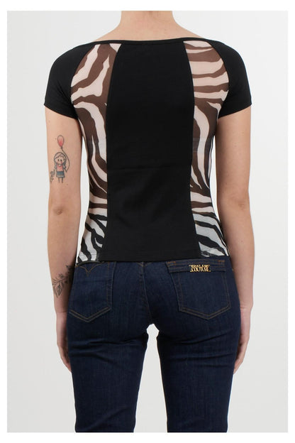 T-Shirt Versace Jeans Couture con logo e trasparenze donna