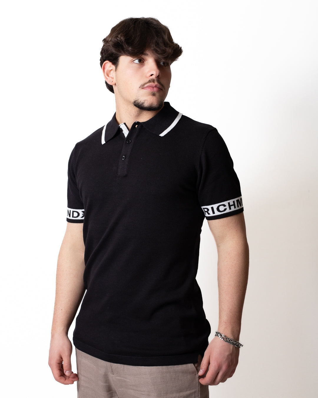 Polo Richmond X in maglia con bande logate uomo