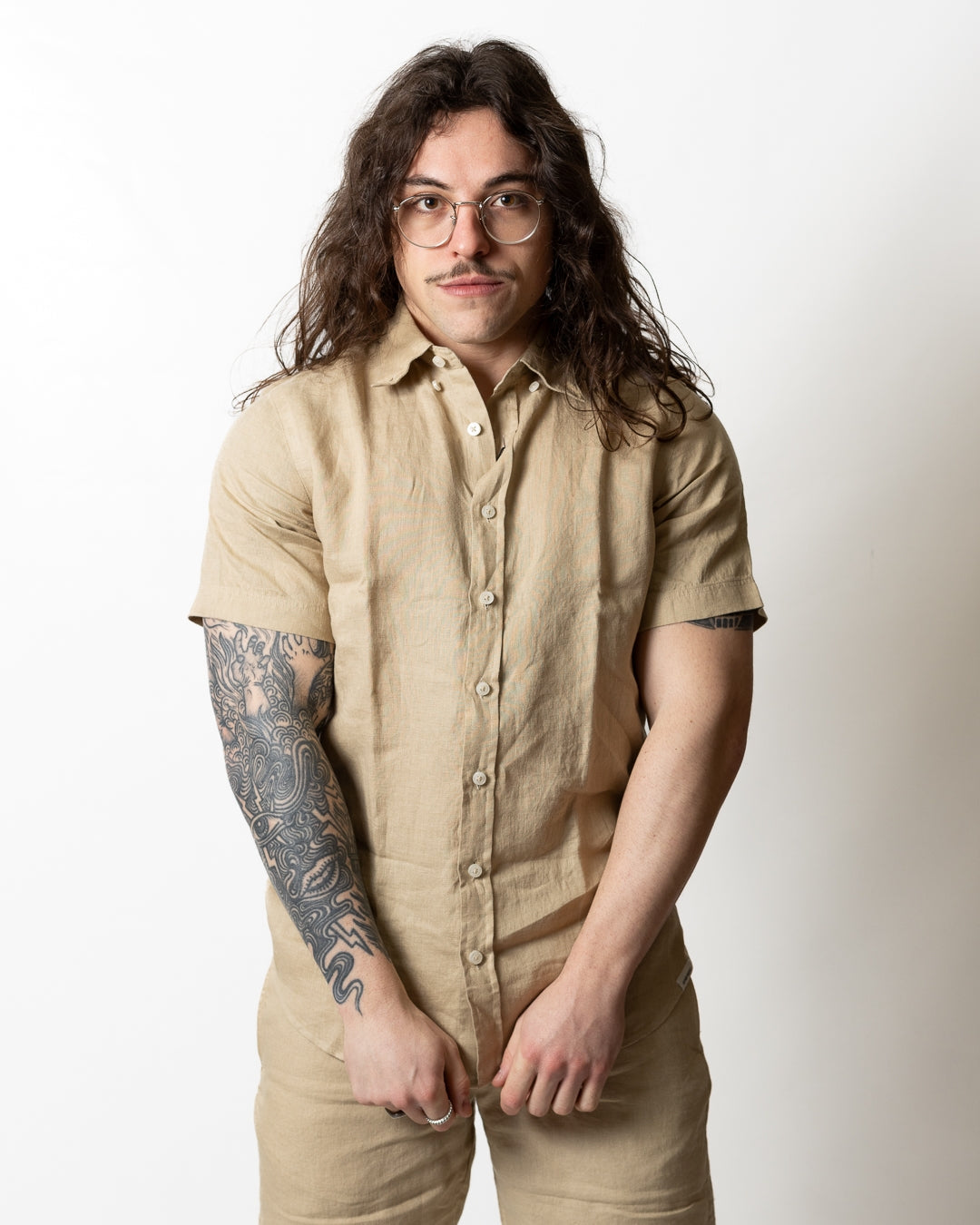 Camicia Colmar "Frenetic" in lino con maniche corte uomo