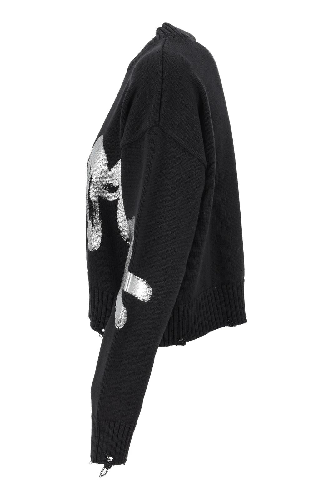 Maglia Disclaimer girocollo cropped con stampa donna